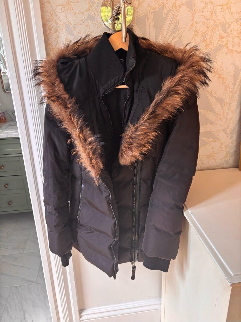 XS Mackage ADALI-F Down coat with natural fur and Signature Mackage Collar